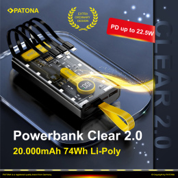 Powrbank Patona Clear 2.0 PD22.5W 20 000 mAh